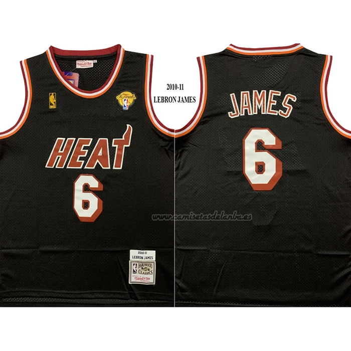 Camiseta Miami Heat LeBron James NO 6 Mitchell & Ness 2010-11 Negro